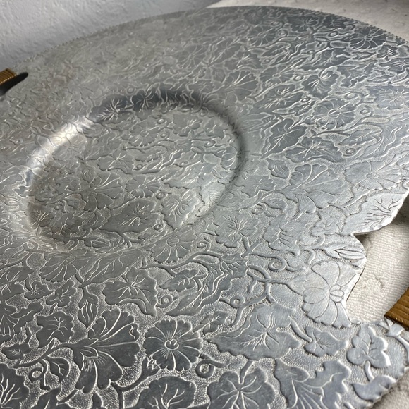 Hand Hammered Floral Serving Tray - Floral-PRICE IS FIRM - Picture 11 of 14